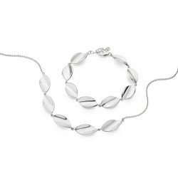 Silver Five Concave Marquise Link Necklet