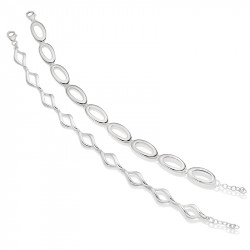 Silver Twisted Open Diamond Link Bracelets