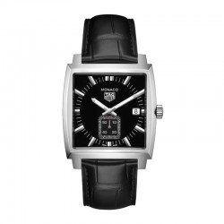 TAG Heuer Gents Monaco Black Dial Strap Watch - 37mm