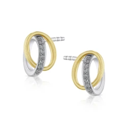 14ct Mixed Gold 0.05ct Diamond Intertwined Oval Earrings side