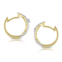 14ct Mixed Gold Diamond Crossover Hoop Earrings Side