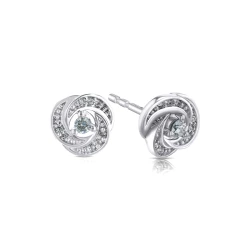 14ct White Gold 0.11ct Diamond Rosebud Earrings angled