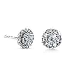 14ct White Gold 0.35ct Diamond Cluster Earrings angled