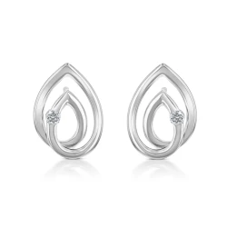 14ct White Gold & Diamond Double Pear Swirl Design Stud Earrings