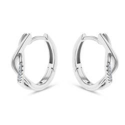 14ct White Gold & Diamond Figure-of-Eight Hoop Earrings Side Angle