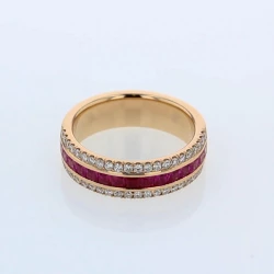 18ct Rose Gold Ombre Ruby & Diamond Ring 360 degree video
