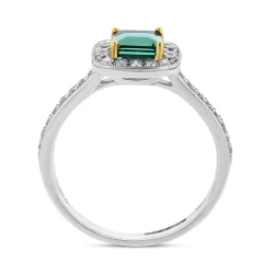 18ct White Gold 0.75ct Deep Green Tourmaline & Diamond Ring upright