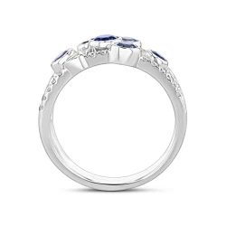 18ct White Gold 0.88ct Sapphire and Diamond Bubble Ring upright profile