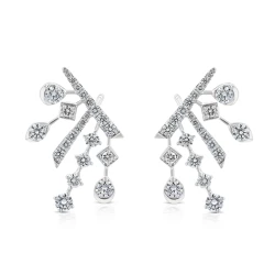 18ct White Gold & Diamond Fancy Drop Style Earrings
