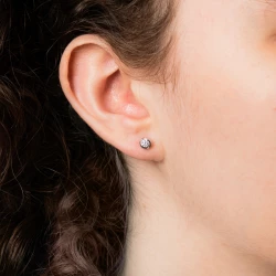 18ct White Gold & Diamond Rub-Over Twist Stud Earrings - 0.36ct