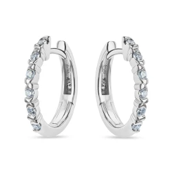 18ct White Gold & Diamond Semi Rub-Over Design Hoop Earrings