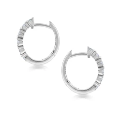 18ct White Gold & Diamond Semi Rub-Over Design Hoop Earrings