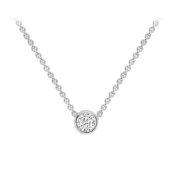 White Gold Rubover Set Diamond Slider Necklace