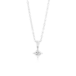 18ct White Gold Princess Cut Diamond Necklace - 0.42ct
