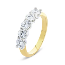 18ct Yellow & Platinum Five Stone Diamond Eternity Style Ring - 1.21ct