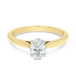 18ct Yellow & White Gold 0.55ct Oval Cut Diamond Solitaire Ring