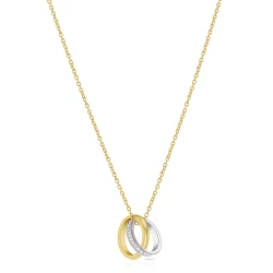 18ct Yellow & White Gold Diamond Interlocking Oval Necklace