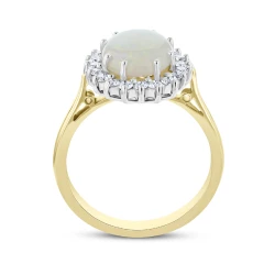 18ct Yellow & White Gold Oval Opal & Diamond Cluster Style Ring