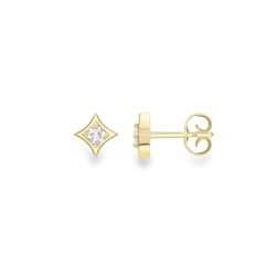 18ct Yellow Gold 0.16ct Diamond Star Studs front and side view