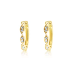18ct Yellow Gold & Diamond Mini Hoop Design Earrings