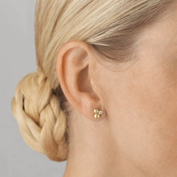 Georg Jensen Moonlight Grapes Yellow Gold & Diamond Earrings in ear