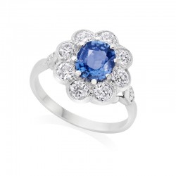 18ct & Platinum Sapphire & Diamond Cluster Style Ring