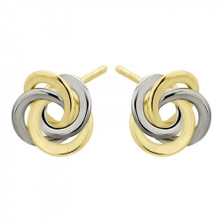 9ct Yellow & White Gold Four Interlocking Circles Stud Earrings