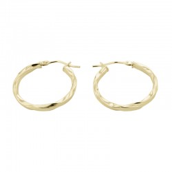 9ct Yellow Gold Plain & Lined Twisted Hoop Earrings
