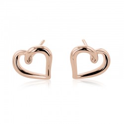 9ct Rose Gold Open Twisted Heart Design Stud Earrings