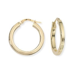 9ct Yellow Gold Square Profile Round Hoop Earrings