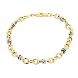 9ct Yellow & White Gold Fancy Link Bracelet - 7.5"