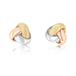 9ct Tricolour Gold Knot Stud Earrings