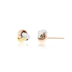 9ct Mixed Gold Knot Stud Earrings Side View