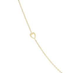 9ct Yellow Gold Trace Chain & Heart Necklet