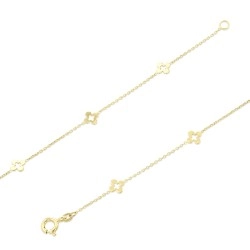 Yellow Gold Trace Chain & Open Flower Delicate Bracelet