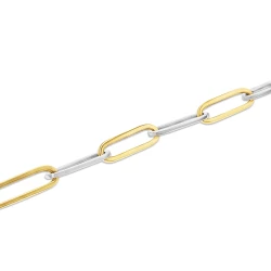 Two-Tone 9ct Gold Paperclip Link 7.75" Bracelet detail
