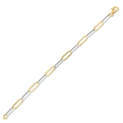 Two-Tone 9ct Gold Paperclip Link 7.75" Bracelet long
