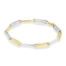 9ct Mixed Gold Open Bar Link Bracelet