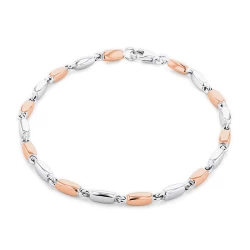 White & Rose Gold Block Link Bracelet