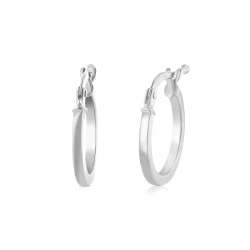 9ct White Gold 10mm Hoops front and side