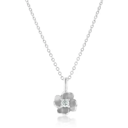 9ct White Gold & Diamond Blossom Necklace Close Up