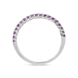 9ct White Gold & Pink Amethyst Stacking Ring Upright