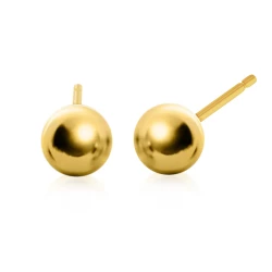 9ct Yellow Gold 5mm Ball Stud Earrings one front and one angled view