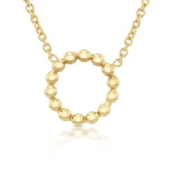 9ct Yellow Gold Beaded Circle Pendant Necklace close up