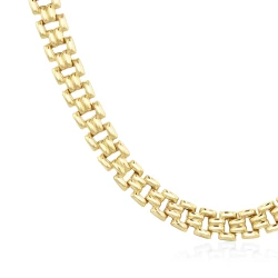 9ct Yellow Gold Brick Chain Necklace Close Up