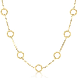 9ct Yellow Gold Chain & Circle Link Necklace Close Up
