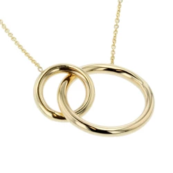 9ct Yellow Gold Double Intertwined Circle Pendant - 17"