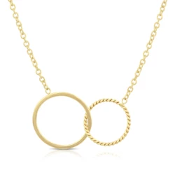 9ct Yellow Gold Entwined Circle Pendant Necklace close up