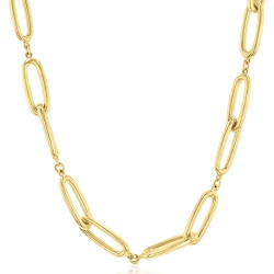 9ct Yellow Gold 18" Interlocking Long Link Necklace