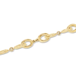 9ct Yellow Gold Interlocking Oval Design Bracelet - 7.75"
